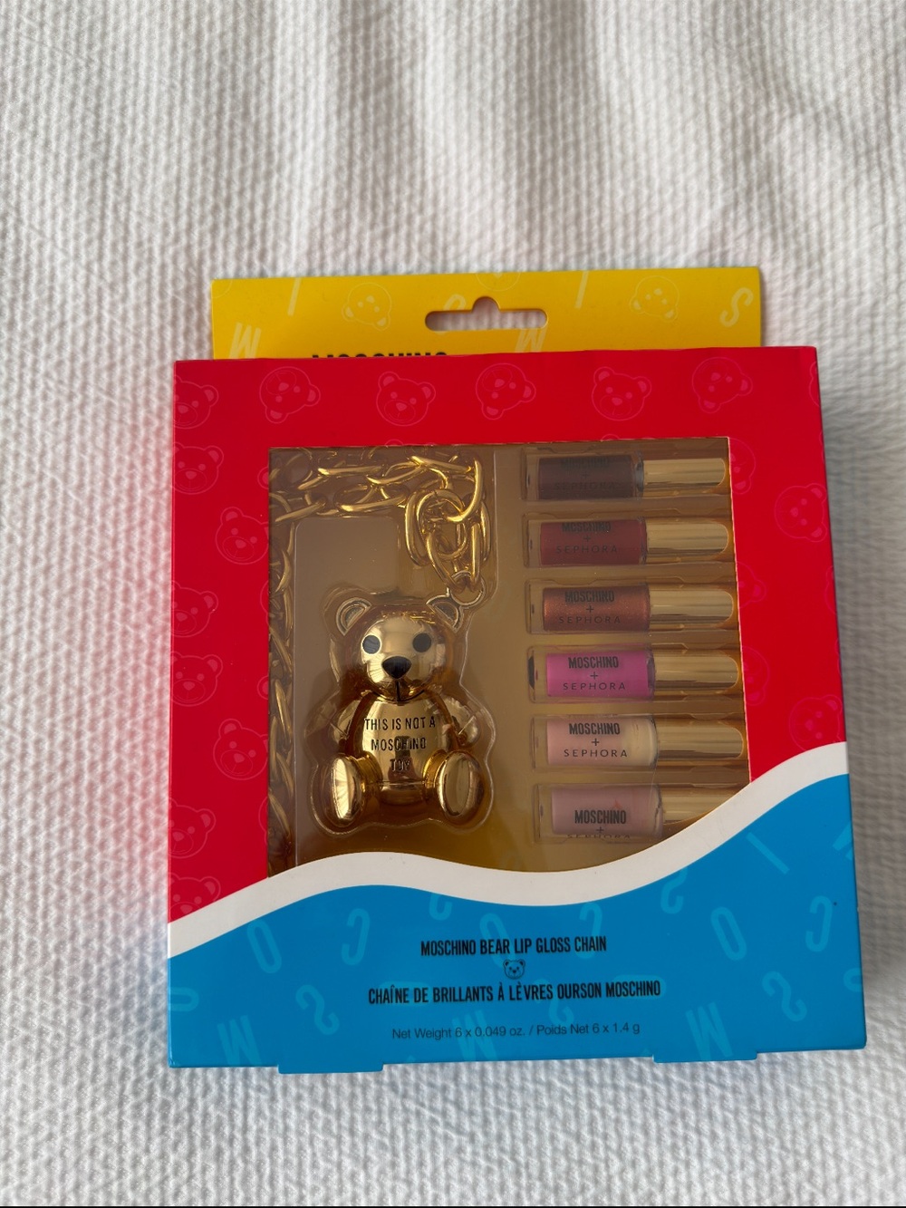 Moschino Gold Bear Lip Gloss Set with Pink and Neutral Tubes